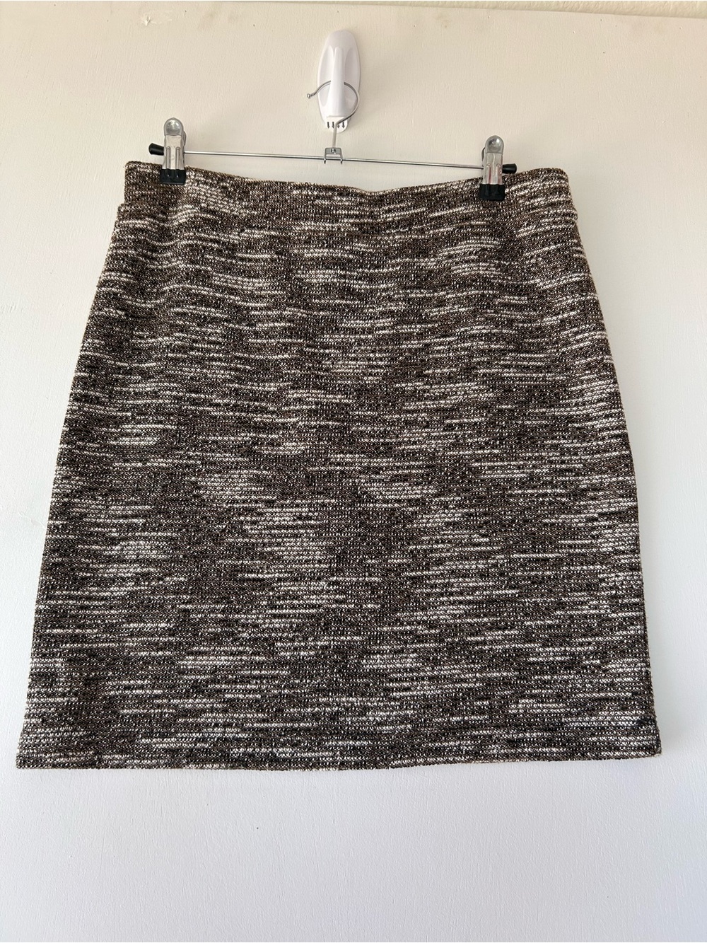 LOFT Marled Knit A-Line Mini Skirt - Size M - Neutral Textured Bouclé